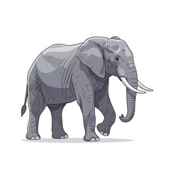 Fototapeta premium Gray Elephant Standing on White Background.