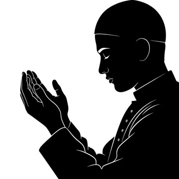 Man in prayer with hands together.