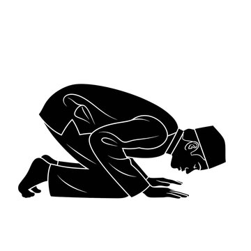 Man in prostrate position praying.