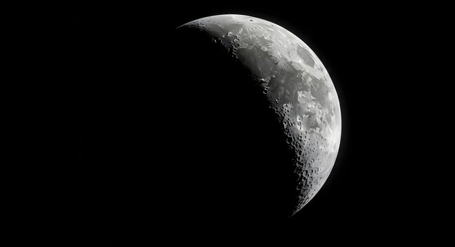 moon first quarter phase rugged terrain illuminated craters ridges shadow contrast celestial astronomy detail