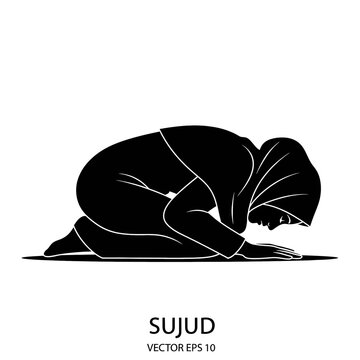 Muslim man in prostrate position.