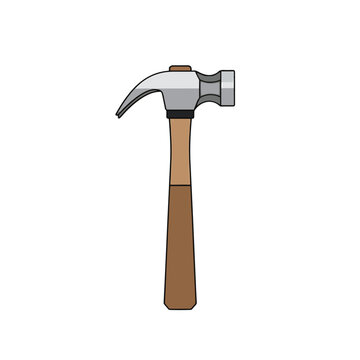 Hammer with wooden handle and metal.