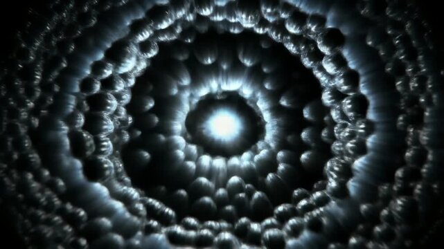 微小気泡の崩壊と閃光が広がる超音波キャビテーション背景アニメーション