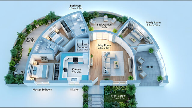 Cerulean Nook Home Semicircle Eighty Sevenm2 Two Bedroom Cerulean White Scientific Name Caeruleum Domus Semicirculus Parvus