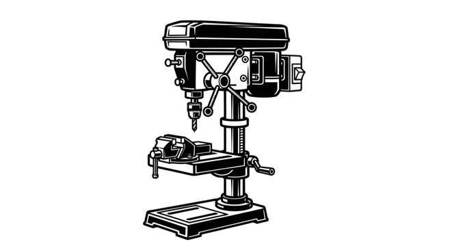Industrial bench drill press vector illustration on white background