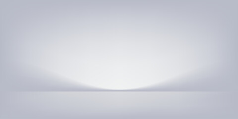 White grey studio room. Limbo light background. Abstract 3d gradient backdrop for product presentation. Minimal wall scene spotlight. Showcase, promotion display. © suprikacenhk