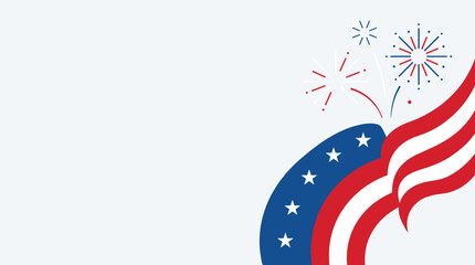 Fototapeta premium American flag elements with fireworks celebration