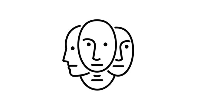 Abstract Faces Icon - Multiple Personalities, Identity, Human Connection Concept