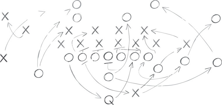 Detailed American Football Playbook Diagram with Complex Tactical Strategies and Offensive Maneuvers for Sports Coaching and Analysis