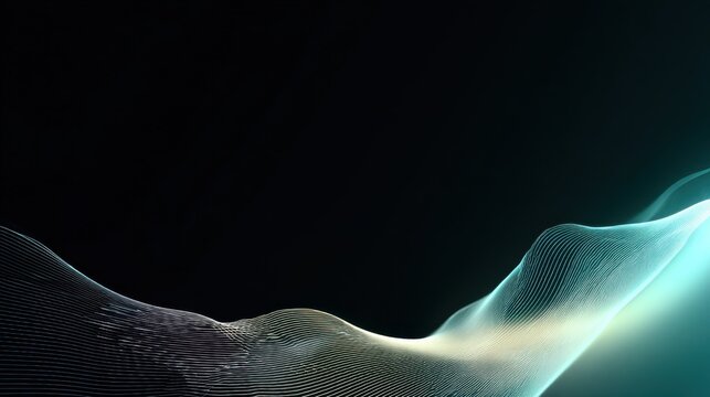 Abstract Oceanic Wave in the Dark: An ethereal, flowing wave of luminous, ocean-inspired textures glides across a dark backdrop, creating a captivating visual symphony.