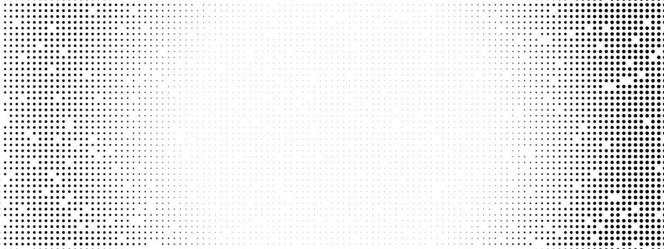 Halftone dot gradient pattern with half comic style and white. Noise background for retro texture circle and pixel elements combine. Monochrome tone and horizontal line arrangement.