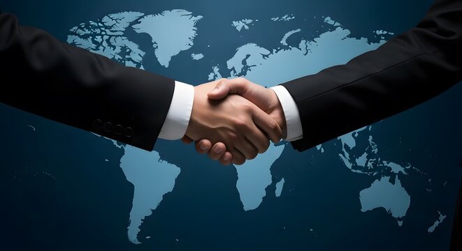 Businessmen shaking hands in finance and investment partnership deal