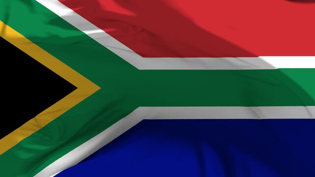 South Africa Flag Waving in Slow Motion Loop Animation