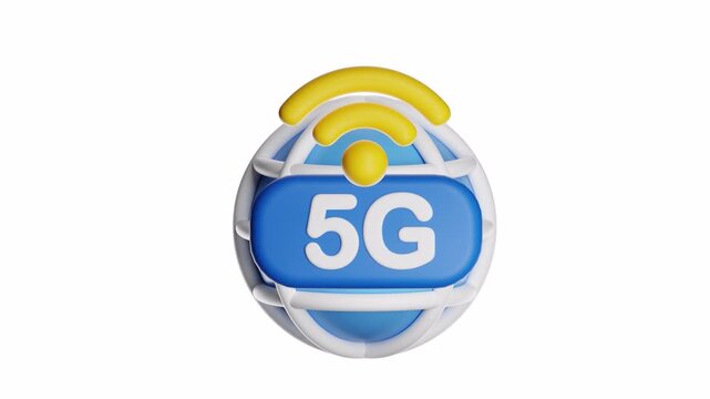 5g network icon with a global representation, perfect for technology and telecommunications concepts in presentations, web design, and marketing materials.