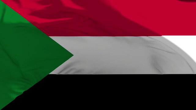 Sudan Flag Waving in Slow Motion Loop Animation
