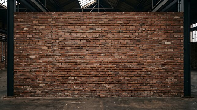 Rustic Brick Wall Background in Industrial Setting