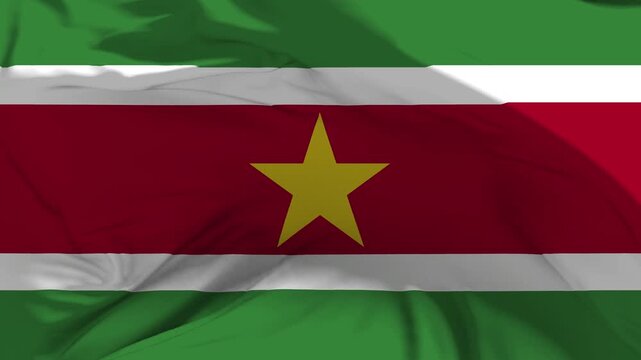Suriname Flag Waving in Slow Motion Loop Animation