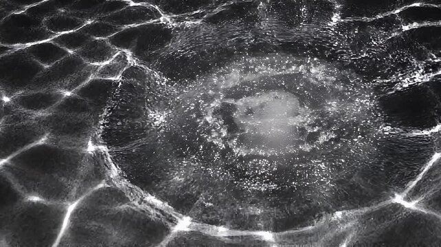 Splash of water in a pool creating ripples and reflections on the surface