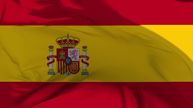 Spain Flag Waving in Slow Motion Loop Animation