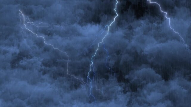 Dark clouds gathered, lightning flashed, thunder roared, and rain poured down(After Effects production)
