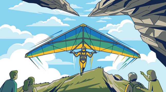 Person Paragliding Over Mountain Landscape.