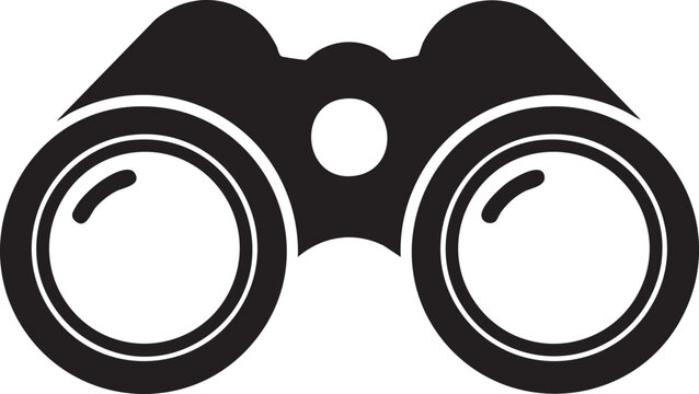Binoculars, Black Silhouette, Vector Icon, Observation Tool