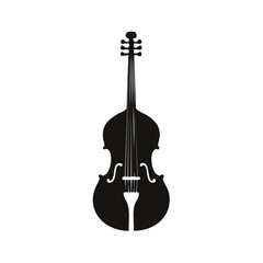 Fototapeta premium Black Silhouette of a Double Bass