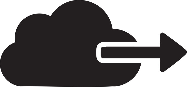 Cloud, data, export, upload, icon, black, arrow, vector