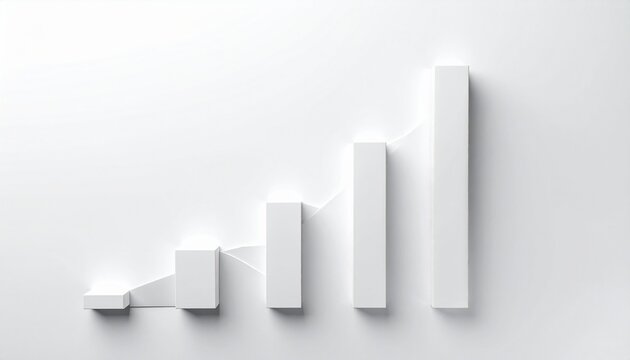 White 3D Bar Graph Ascending.