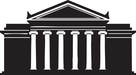 Classic building, ancient columns, black and white, vector illustration, architectural element, Greek style © Salma