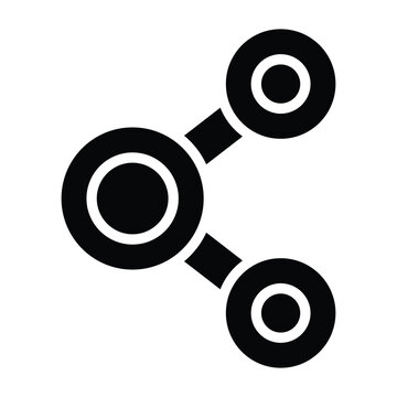 Bold filled black connected nodes symbol in clean modern silhouette style, isolated on white background. Suitable for sharing, social media, communication, and networking themes.