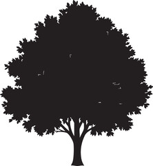 Fototapeta premium Tree silhouette, black tree icon, leafy tree shape, vector tree illustration