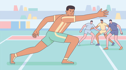 Fototapeta premium Athlete in Running Pose on Track Field.