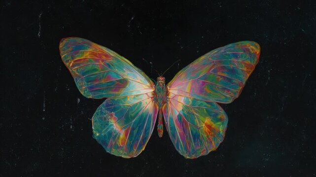 Abstract colorful butterfly wings against dark background graphic design