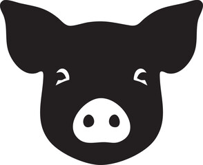 Black pig face icon, piggy head silhouette, farm animal symbol, vector illustration © Salma