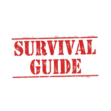 A red survival guide stamp on a white background isolated on transparent background