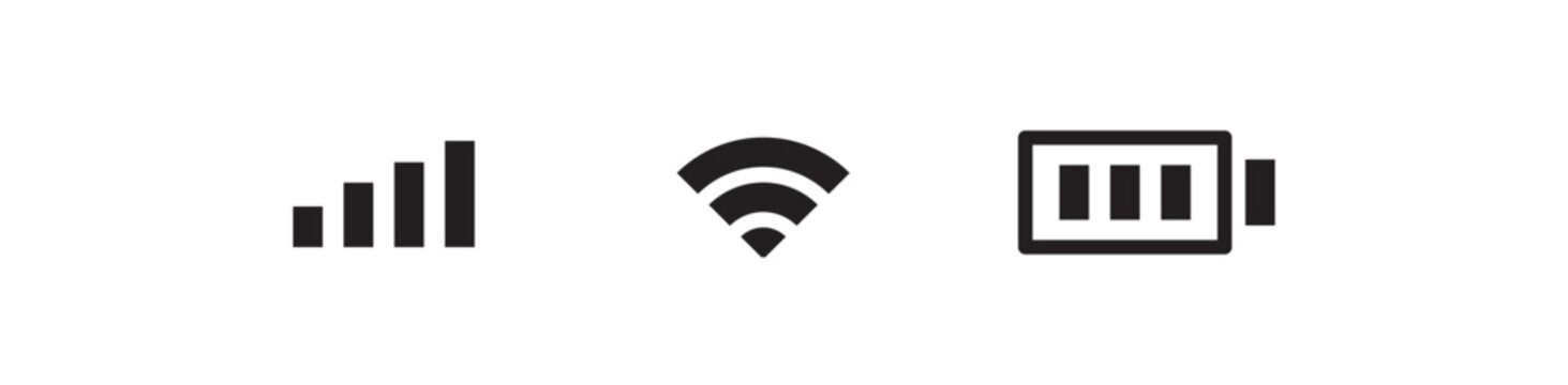 Mobile Signal Icon Set, Network Strength Bars, WiFi Connection Symbols, 4G 5G LTE Signal Icons, No Signal Weak Strong Connection, App UI UX Minimal Outline Filled Vector Pack