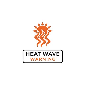 Heat Wave Warning Sign Logo.