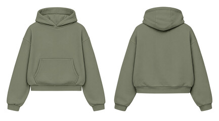 Sage Green Hoodie Mockup Front and Back View Isolated on Transparent Background for Apparel Design © Drip