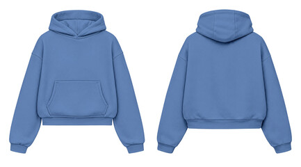 Steel Blue Hoodie Mockup Front and Back View Isolated on Transparent Background for Apparel Design © Drip