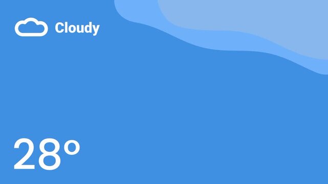A cloudy weather app widget with a soft blue background featuring white cloud icons and showing a cool temperature of 25 degrees Celsius