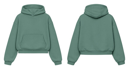 Teal Green Hoodie Mockup Front and Back View Isolated on Transparent Background for Apparel Design © Drip