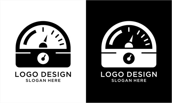 Speedometer Gauge Logo Design Concept.