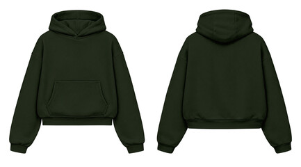 Army Green Hoodie Mockup Front and Back View Isolated on Transparent Background for Apparel Design © Drip