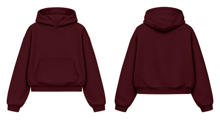 Wine Red Hoodie Mockup Front and Back View Isolated on Transparent Background for Apparel Design © Drip