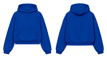 Blue Hoodie Mockup Front and Back View Isolated on Transparent Background for Apparel Design © Drip