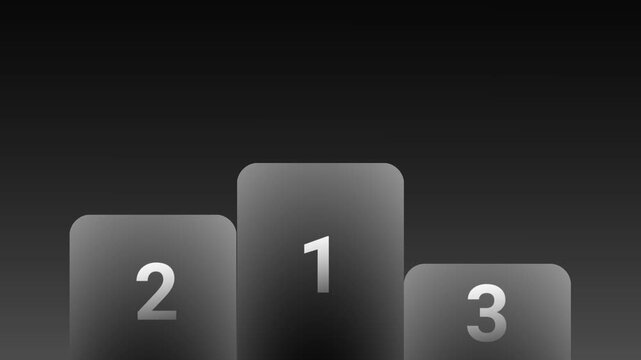 A dark podium leaderboard UI element showing three silver metallic platforms with numbers one two and three representing first second and third place rankings