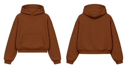 Chocolate Brown Hoodie Mockup Front and Back View Isolated on Transparent Background for Apparel Design © Drip