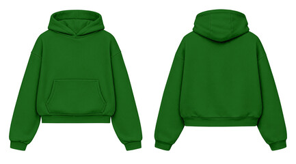 Emerald Green Hoodie Mockup Front and Back View Isolated on Transparent Background for Apparel Design © Drip
