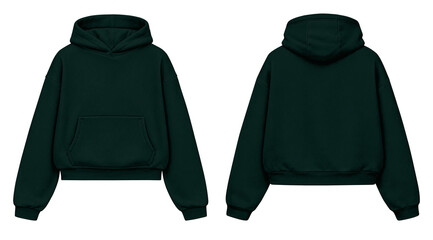 Forest Green Hoodie Mockup Front and Back View Isolated on Transparent Background for Apparel Design © Drip